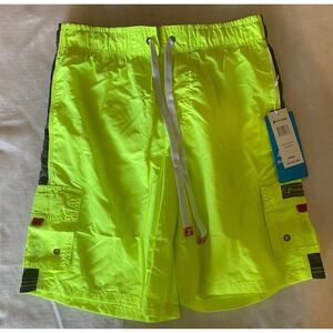 Surfmentality Swim Trunks Mens Small Neon Yellow‎ Cargo Board NWT